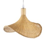 GloboStar® CUBA 01715 Vintage Κρεμαστό Φωτιστικό Οροφής Μονόφωτο 1 x E27 Μπεζ Ξύλινο Μπαμπού Φ33 x Y25cm