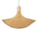 GloboStar® CUBA 01715 Vintage Κρεμαστό Φωτιστικό Οροφής Μονόφωτο 1 x E27 Μπεζ Ξύλινο Μπαμπού Φ33 x Y25cm