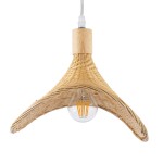 GloboStar® CUBA 01715 Vintage Κρεμαστό Φωτιστικό Οροφής Μονόφωτο 1 x E27 Μπεζ Ξύλινο Μπαμπού Φ33 x Y25cm