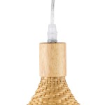 GloboStar® CUBA 01717 Vintage Κρεμαστό Φωτιστικό Οροφής Μονόφωτο 1 x E27 Μπεζ Ξύλινο Μπαμπού Φ43 x Y30cm