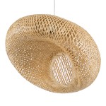 GloboStar® CARIBBEAN 01723 Vintage Κρεμαστό Φωτιστικό Οροφής Μονόφωτο 1 x E27 Μπεζ Ξύλινο Μπαμπού Φ45 x Y24cm