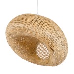 GloboStar® CARIBBEAN 01724 Vintage Κρεμαστό Φωτιστικό Οροφής Μονόφωτο 1 x E27 Μπεζ Ξύλινο Μπαμπού Φ60 x Y38cm