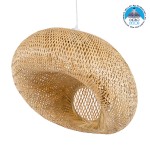 GloboStar® CARIBBEAN 01724 Vintage Κρεμαστό Φωτιστικό Οροφής Μονόφωτο 1 x E27 Μπεζ Ξύλινο Μπαμπού Φ60 x Y38cm