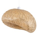 GloboStar® CARIBBEAN 01724 Vintage Κρεμαστό Φωτιστικό Οροφής Μονόφωτο 1 x E27 Μπεζ Ξύλινο Μπαμπού Φ60 x Y38cm