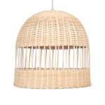 GloboStar® LUCIA 01725 Μοντέρνο Κρεμαστό Φωτιστικό Οροφής Μονόφωτο 1 x E27 Μπεζ Μπαμπού Καμπάνα Φ40 x Υ34cm