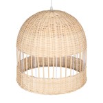 GloboStar® LUCIA 01725 Μοντέρνο Κρεμαστό Φωτιστικό Οροφής Μονόφωτο 1 x E27 Μπεζ Μπαμπού Καμπάνα Φ40 x Υ34cm