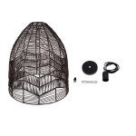 GloboStar® ALOHA 01752 Μοντέρνο Κρεμαστό Φωτιστικό Οροφής Μονόφωτο 1 x E27 Καφέ Σχοινί Καμπάνα Φ43 x Υ46cm