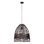 GloboStar® ALOHA 01752 Μοντέρνο Κρεμαστό Φωτιστικό Οροφής Μονόφωτο 1 x E27 Καφέ Σχοινί Καμπάνα Φ43 x Υ46cm