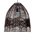 GloboStar® ALOHA 01752 Μοντέρνο Κρεμαστό Φωτιστικό Οροφής Μονόφωτο 1 x E27 Καφέ Σχοινί Καμπάνα Φ43 x Υ46cm
