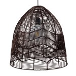 GloboStar® ALOHA 01752 Μοντέρνο Κρεμαστό Φωτιστικό Οροφής Μονόφωτο 1 x E27 Καφέ Σχοινί Καμπάνα Φ43 x Υ46cm