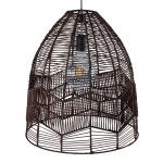 GloboStar® ALOHA 01752 Μοντέρνο Κρεμαστό Φωτιστικό Οροφής Μονόφωτο 1 x E27 Καφέ Σχοινί Καμπάνα Φ43 x Υ46cm