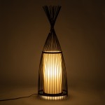 GloboStar® AZORES 01754 Μοντέρνο Φωτιστικό Δαπέδου Μονόφωτο 1 x E27 Καφέ Μπαμπού Πλέγμα D30 x H90cm