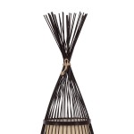 GloboStar® AZORES 01754 Μοντέρνο Φωτιστικό Δαπέδου Μονόφωτο 1 x E27 Καφέ Μπαμπού Πλέγμα D30 x H90cm