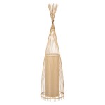 GloboStar® AZORES 01755 Μοντέρνο Φωτιστικό Δαπέδου Μονόφωτο 1 x E27 Μπεζ Μπαμπού Πλέγμα D40 x H150cm