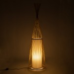 GloboStar® AZORES 01755 Μοντέρνο Φωτιστικό Δαπέδου Μονόφωτο 1 x E27 Μπεζ Μπαμπού Πλέγμα D40 x H150cm
