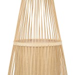 GloboStar® AZORES 01755 Μοντέρνο Φωτιστικό Δαπέδου Μονόφωτο 1 x E27 Μπεζ Μπαμπού Πλέγμα D40 x H150cm