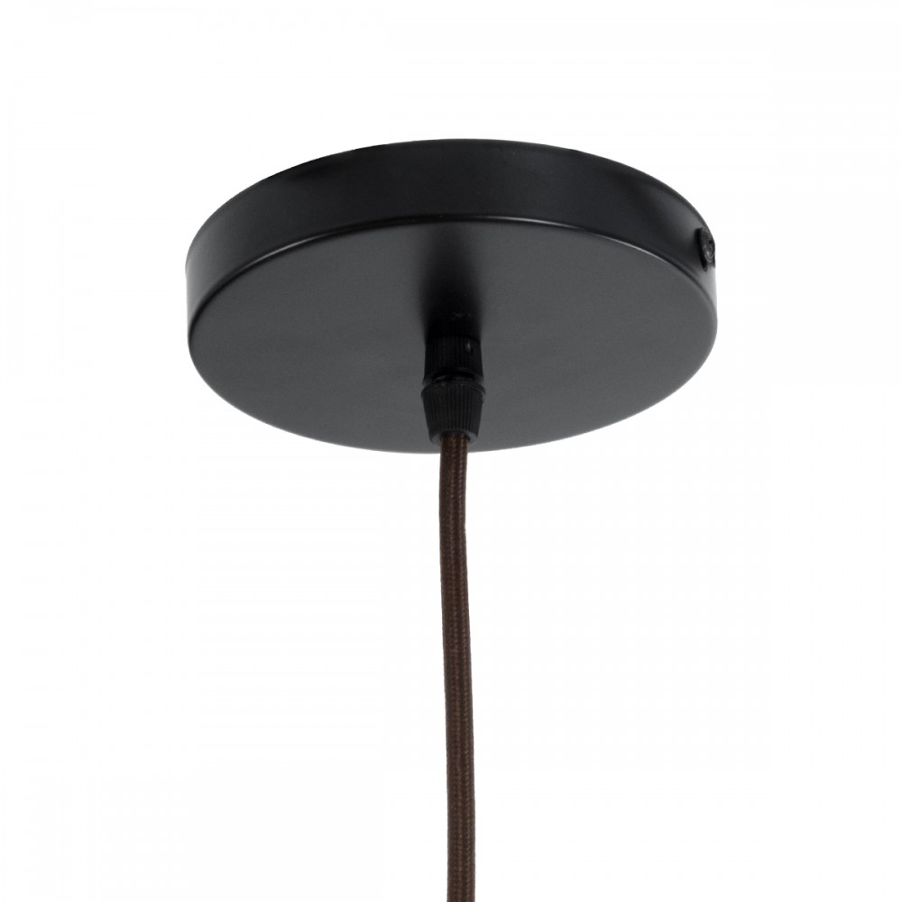 GloboStar® CUBA 01768 Μοντέρνο Κρεμαστό Φωτιστικό Οροφής Μονόφωτο 1 x E27 Καφέ Μπαμπού Πλέγμα Φ80 x Υ49cm