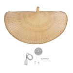 GloboStar® CUBA 01769 Μοντέρνο Κρεμαστό Φωτιστικό Οροφής Μονόφωτο 1 x E27 Μπεζ Μπαμπού Πλέγμα Φ100 x Υ55cm