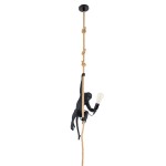 GloboStar® APES 01801 Μοντέρνο Κρεμαστό Φωτιστικό Οροφής Μονόφωτο 1 x E27 Μαύρο με Μπεζ Σχοινί Φιγούρα Μ26 x Π28 x Υ69cm