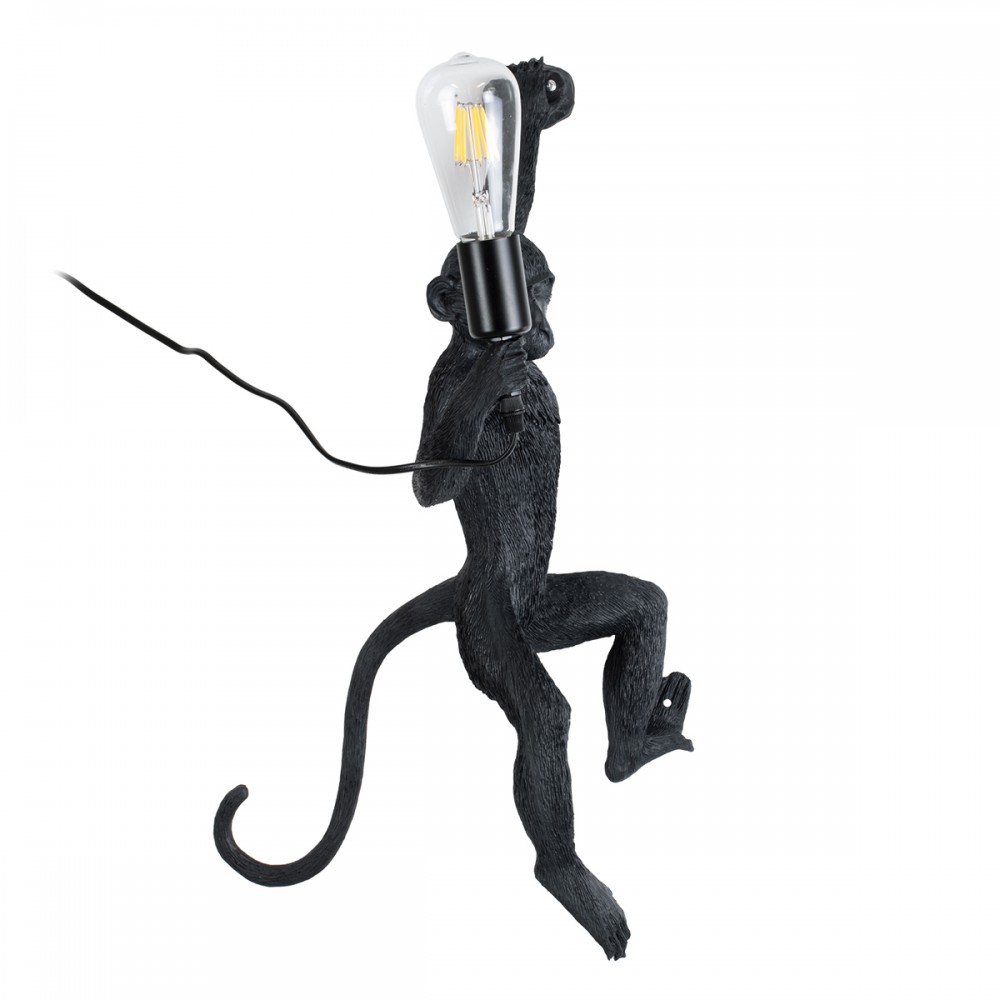 GloboStar® APES 01804 Μοντέρνο Φωτιστικό Τοίχου Απλίκα Μονόφωτο 1 x E27 Μαύρο Φιγούρα L34 x W31 x H61cm