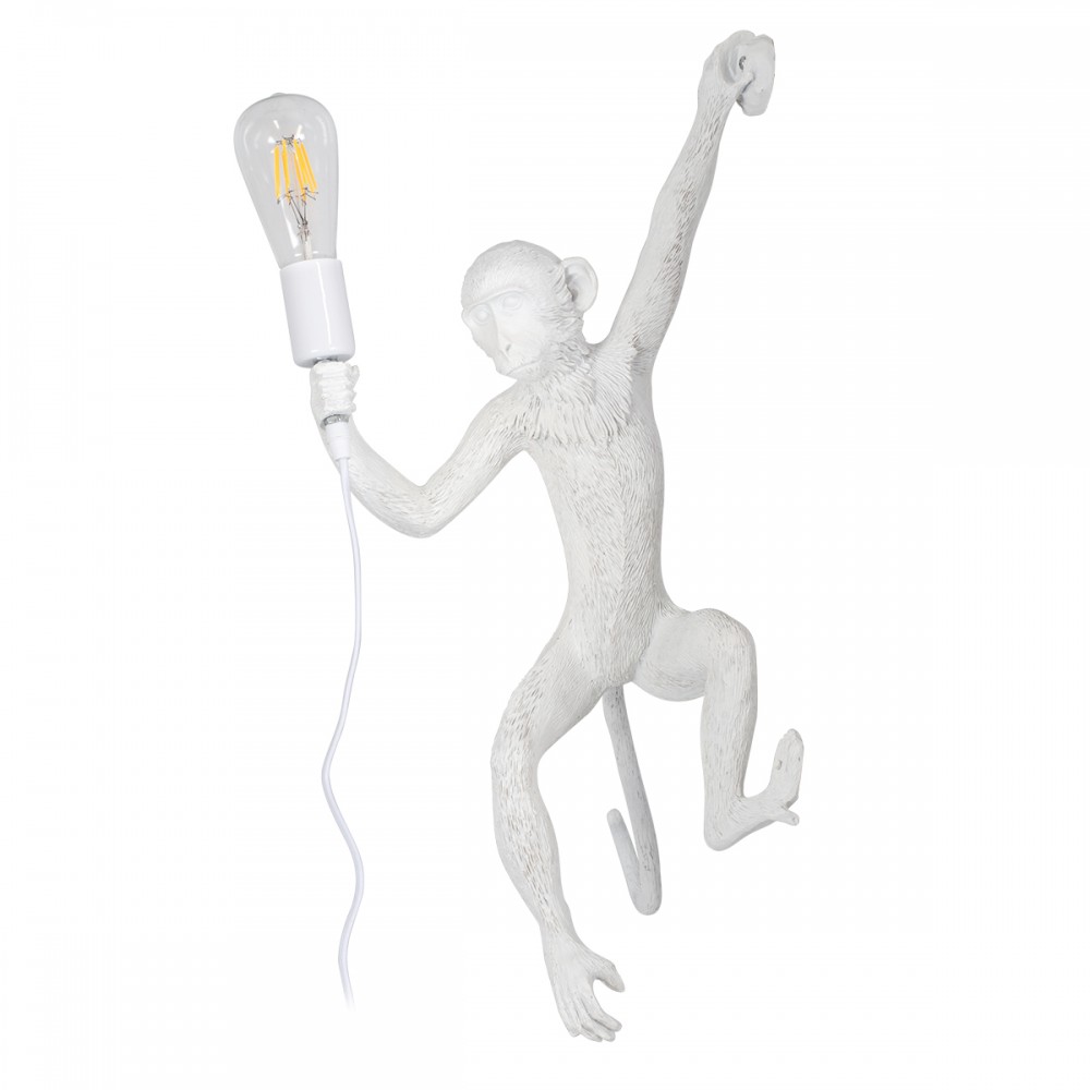 GloboStar® APES 01805 Μοντέρνο Φωτιστικό Τοίχου Απλίκα Μονόφωτο 1 x E27 Λευκό Φιγούρα L34 x W31 x H61cm