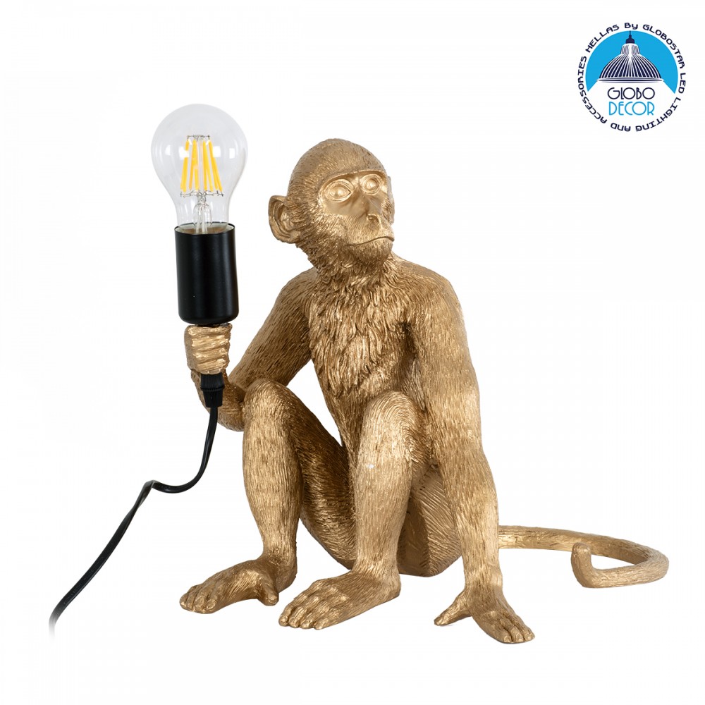 GLOBOSTAR® APES 01809 Μοντέρνο Επιτραπέζιο Φωτιστικό Πορτατίφ με Ντουί 1 x E27 AC 220-240V IP20 - Χρυσό - Μ30 x Π27 x Υ30cm