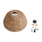 GloboStar® MANGATA 01847 Boho Κρεμαστό Φωτιστικό Οροφής Μονόφωτο 1 x E27 AC220-240V IP20 - Φ60 x Υ28cm - Καφέ Water Hyacinth - Υδρουάκινθος Πλέγμα Καμπάνα - 5 Χρόνια Εγγύηση