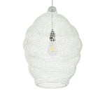 GloboStar® KENTUCKY 01898 Vintage Κρεμαστό Φωτιστικό Πλέγμα Μονόφωτο 1 x E27 IP20 Μπεζ Μέταλλο - Μ40 x Π40 x Y60cm