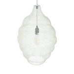 GloboStar® KENTUCKY 01898 Vintage Κρεμαστό Φωτιστικό Πλέγμα Μονόφωτο 1 x E27 IP20 Μπεζ Μέταλλο - Μ40 x Π40 x Y60cm