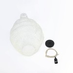 GloboStar® KENTUCKY 01898 Vintage Κρεμαστό Φωτιστικό Πλέγμα Μονόφωτο 1 x E27 IP20 Μπεζ Μέταλλο - Μ40 x Π40 x Y60cm