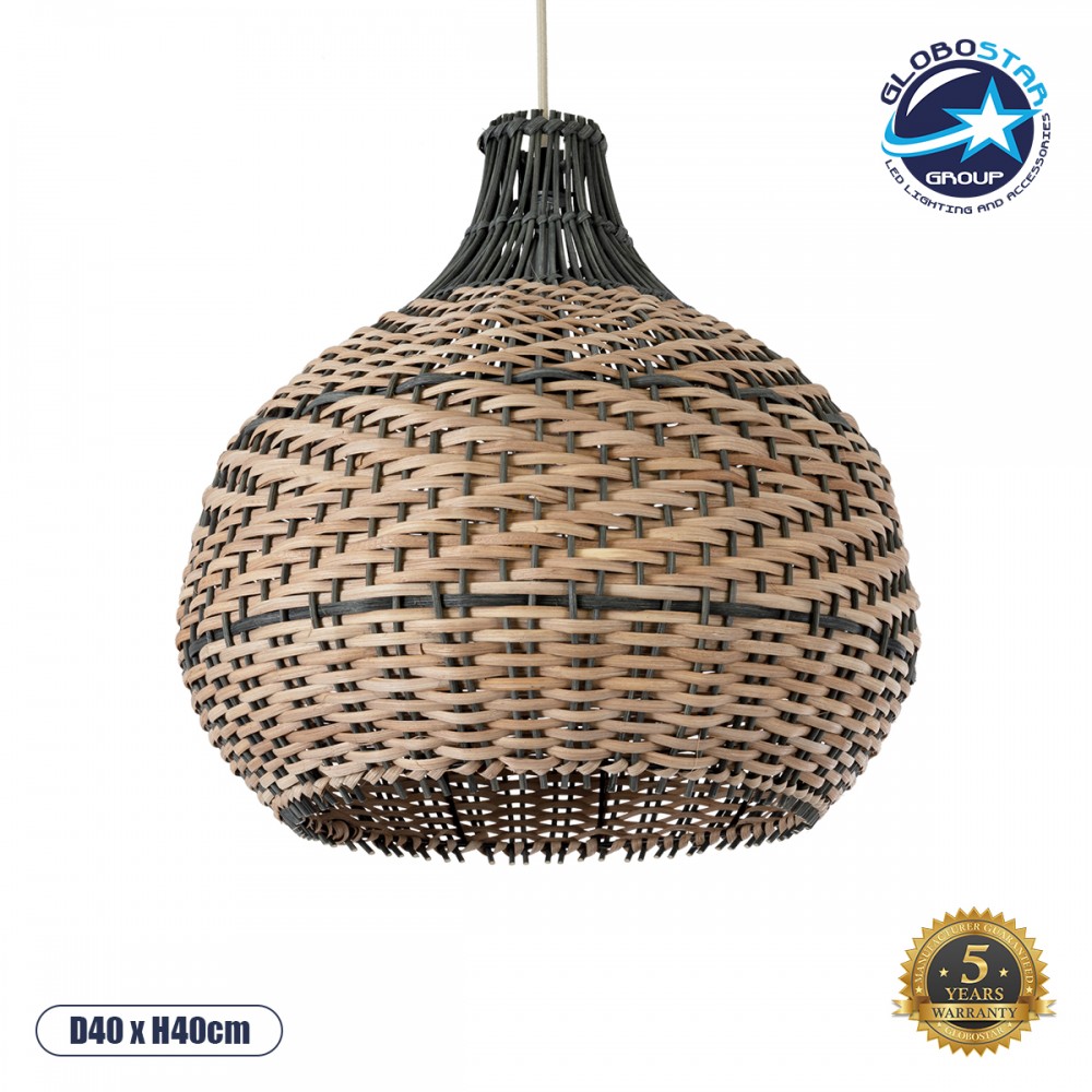 GLOBOSTAR® SEYCHELLES 01948 Boho Κρεμαστό Φωτιστικό Οροφής με Ντουί 1 x E27 AC 220-240V IP20 - Μπεζ & Χακί - Μ40 x Π40 x Υ40cm
