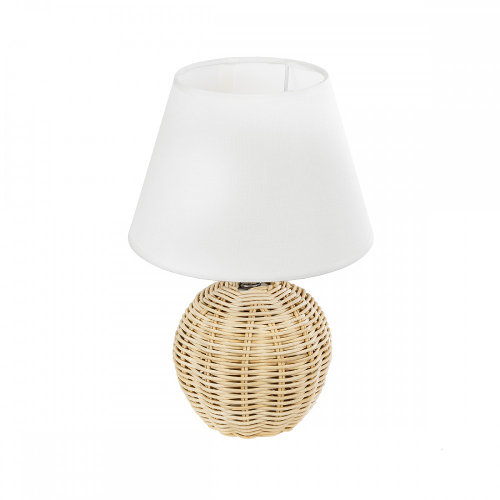 GLOBOSTAR® HASUMI 01957 Boho Επιτραπέζιο Φωτιστικό Πορτατίφ με Ντουί 1 x E27 AC 220-240V IP20 - Μπεζ & Λευκό - Μ19 x Π19 x Υ30cm