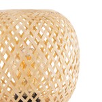 GloboStar® KERRY 01981 Μοντέρνο Επιτραπέζιο Φωτιστικό Πορτατίφ Μονόφωτο 1 x E27 AC220-240V IP20 - Φ18 x Υ25cm - Μπεζ Ξύλινο Μπαμπού Πλέγμα - 5 Χρόνια Εγγύηση