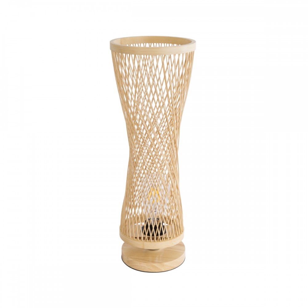 GLOBOSTAR® ROWAN 01994 Boho Επιτραπέζιο Φωτιστικό Πορτατίφ με Ντουί 1 x E27 AC 220-240V IP20 - Μπεζ - Μ17 x Π17 x Υ42cm