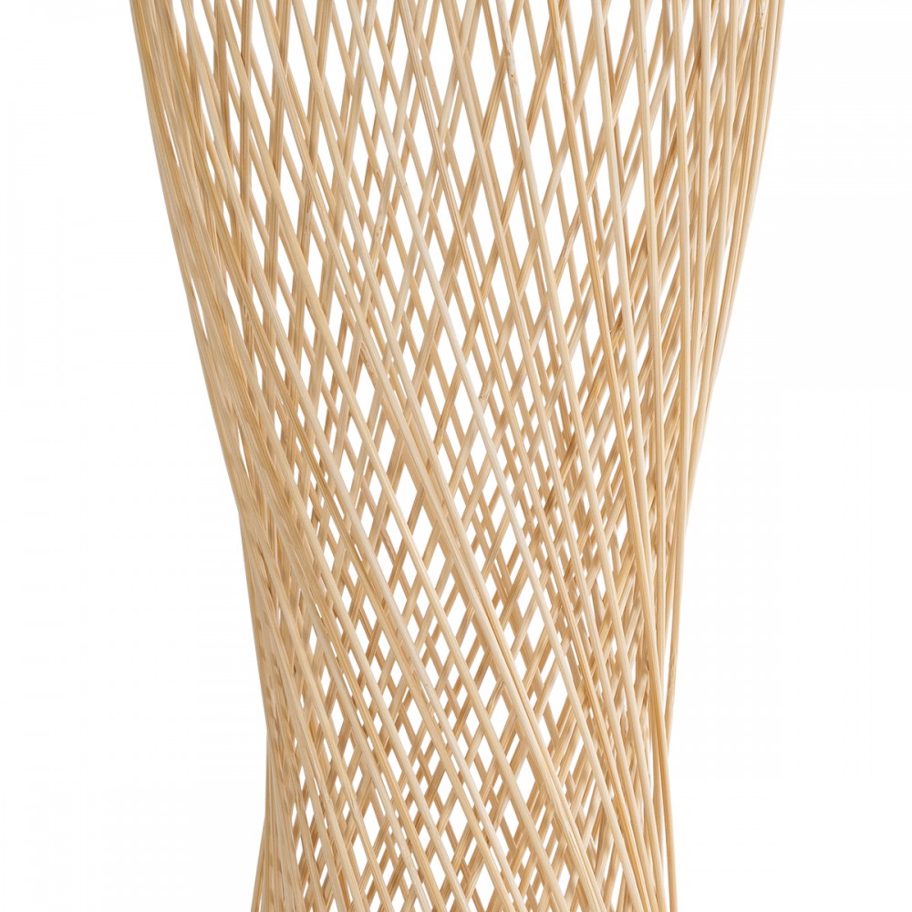 GloboStar® ROWAN 01994 Boho Επιτραπέζιο Φωτιστικό Μονόφωτο 1 x E27 AC220-240V IP20 - Φ17 x Υ42cm - Μπεζ Ξύλινο Μπαμπού Πλέγμα - 5 Χρόνια Εγγύηση