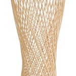 GloboStar® ROWAN 01994 Boho Επιτραπέζιο Φωτιστικό Μονόφωτο 1 x E27 AC220-240V IP20 - Φ17 x Υ42cm - Μπεζ Ξύλινο Μπαμπού Πλέγμα - 5 Χρόνια Εγγύηση