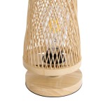 GloboStar® ROWAN 01994 Boho Επιτραπέζιο Φωτιστικό Μονόφωτο 1 x E27 AC220-240V IP20 - Φ17 x Υ42cm - Μπεζ Ξύλινο Μπαμπού Πλέγμα - 5 Χρόνια Εγγύηση