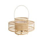 GloboStar® SORENIA 02003 Boho Επιδαπέδιο Φωτιστικό Μονόφωτο 1 x E27 AC220-240V IP20 - Φ48 x Υ27cm - Μπεζ Ξύλινο Μπαμπού Πλέγμα - 5 Χρόνια Εγγύηση