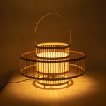 GloboStar® SORENIA 02003 Boho Επιδαπέδιο Φωτιστικό Μονόφωτο 1 x E27 AC220-240V IP20 - Φ48 x Υ27cm - Μπεζ Ξύλινο Μπαμπού Πλέγμα - 5 Χρόνια Εγγύηση