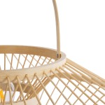 GloboStar® SORENIA 02005 Boho Επιτραπέζιο Φωτιστικό Μονόφωτο 1 x E27 AC220-240V IP20 - Φ50 x Υ18cm - Μπεζ Ξύλινο Μπαμπού Πλέγμα - 5 Χρόνια Εγγύηση