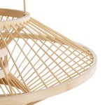 GloboStar® SORENIA 02005 Boho Επιτραπέζιο Φωτιστικό Μονόφωτο 1 x E27 AC220-240V IP20 - Φ50 x Υ18cm - Μπεζ Ξύλινο Μπαμπού Πλέγμα - 5 Χρόνια Εγγύηση