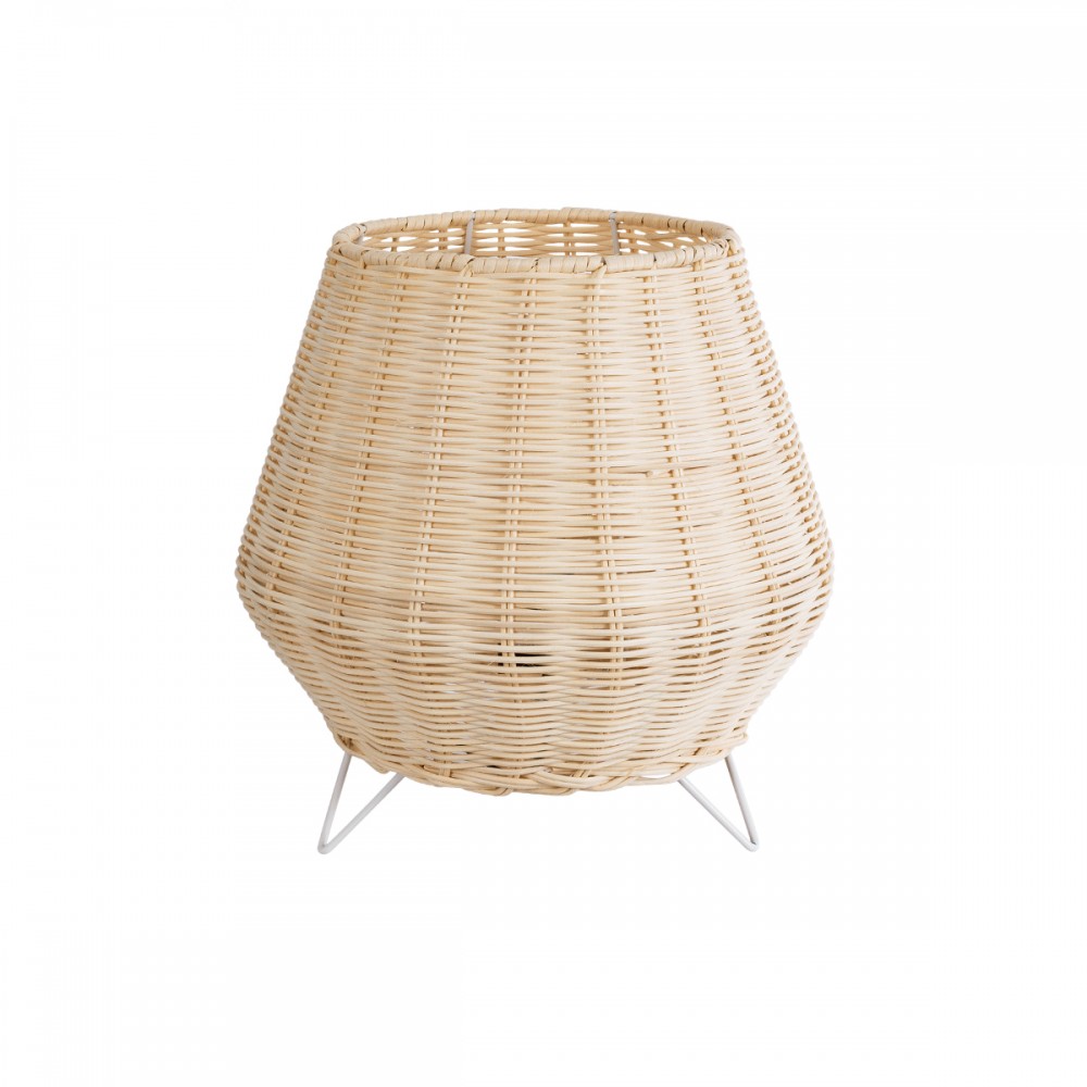 GLOBOSTAR® BOLSON 02010 Boho Επιδαπέδιο Φωτιστικό με Ντουί 1 x E27 AC 220-240V IP20 - Μπεζ & Λευκό - Μ30 x Π30 x Υ30cm