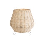 GloboStar® BOLSON 02010 Boho Επιδαπέδιο Φωτιστικό Μονόφωτο 1 x E27 AC220-240V IP20 - Φ30 x Υ30cm - Μπεζ Ξύλινο Μπαμπού Πλέγμα - 5 Χρόνια Εγγύηση