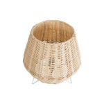GloboStar® BOLSON 02010 Boho Επιδαπέδιο Φωτιστικό Μονόφωτο 1 x E27 AC220-240V IP20 - Φ30 x Υ30cm - Μπεζ Ξύλινο Μπαμπού Πλέγμα - 5 Χρόνια Εγγύηση