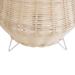 GloboStar® BOLSON 02010 Boho Επιδαπέδιο Φωτιστικό Μονόφωτο 1 x E27 AC220-240V IP20 - Φ30 x Υ30cm - Μπεζ Ξύλινο Μπαμπού Πλέγμα - 5 Χρόνια Εγγύηση
