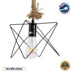 GloboStar® KAZEMI 02018 Μοντέρνο Κρεμαστό Φωτιστικό Οροφής Μονόφωτο 1 x E27 AC220-240V IP20 - Μ18 x Π18 x Υ17cm - Μαύρο Μεταλλικό με Μπεζ Σχοινί Πλέγμα - 5 Χρόνια Εγγύηση