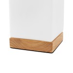 GloboStar® DERYA 02035 Μοντέρνο Επιτραπέζιο Φωτιστικό Μονόφωτο 1 x E27 AC220-240V IP20 - Μ12 x Π12 x Υ15cm - Μπεζ Ξύλινη Βάση με Λευκό Γαλακτερό Γυαλί - 5 Χρόνια Εγγύηση