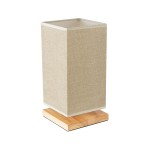 GloboStar® ARUBA 02041 Μοντέρνο Επιτραπέζιο Φωτιστικό Μονόφωτο 1 x E27 AC220-240V IP20 - Μ15 x Π15 x Υ30cm - Μπεζ Ξύλινη Βάση με Μπεζ Πλεκτό Καπέλο - 5 Χρόνια Εγγύηση