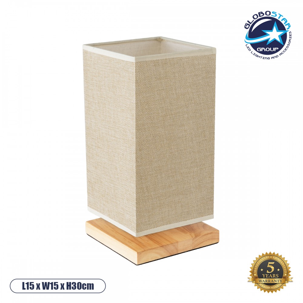 GLOBOSTAR® ARUBA 02041 Boho Επιτραπέζιο Φωτιστικό Πορτατίφ με Ντουί 1 x E27 AC 220-240V IP20 - Μπεζ - Μ15 x Π15 x Υ30cm