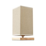 GloboStar® ARUBA 02041 Μοντέρνο Επιτραπέζιο Φωτιστικό Μονόφωτο 1 x E27 AC220-240V IP20 - Μ15 x Π15 x Υ30cm - Μπεζ Ξύλινη Βάση με Μπεζ Πλεκτό Καπέλο - 5 Χρόνια Εγγύηση